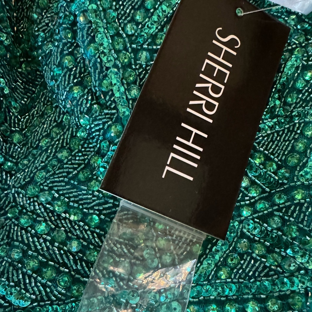 PROM!! Sherri Hill 51690 Halter Dress Size 00 Jade NEW with Tags
